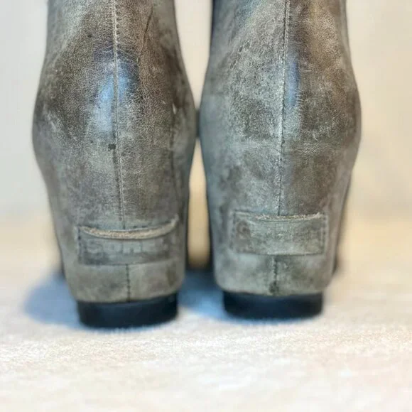 Sorel LEA Wedge WATERPROOF Distressed D/Gray Heel Boot Size 8 $200 - Picture 6 of 7